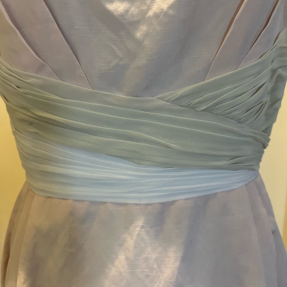 NWOT J. Peterman Silk/Linen Lt. Pink and Tan/Cream Silk Chiffon Trim Dress 👗 - Picture 2 of 4